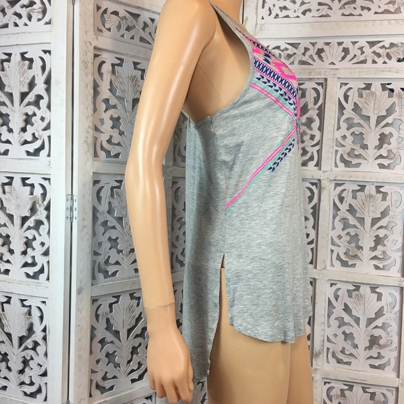 Takara Womens Gray Aztec Print Racerback Tank Top - Picture 4 of 8